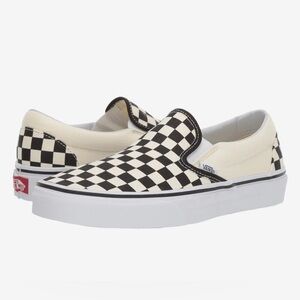 Black and Cream Checkered Vans